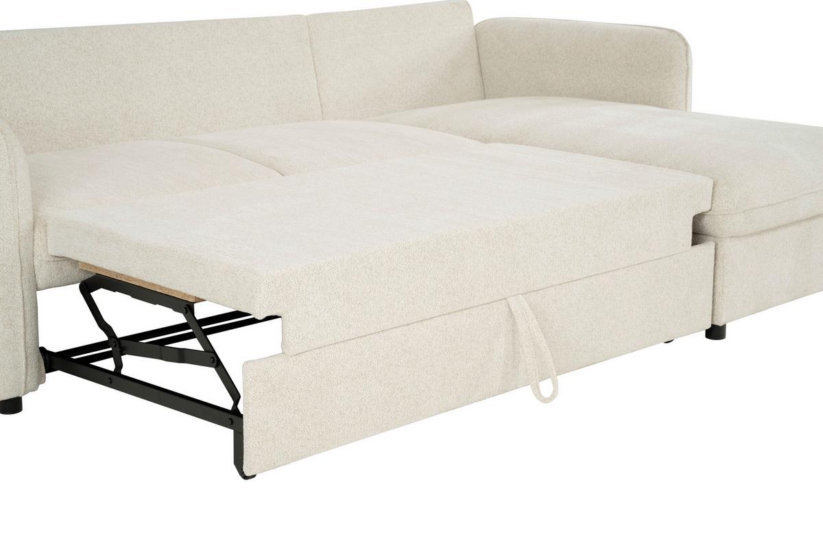 Ecksofa Costo Creme S: 254 cm - Creme/Schwarz, Design, Textil (254/160cm) - MID.YOU