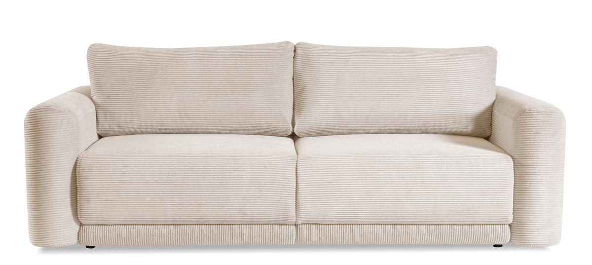 Schlafsofa Norman Creme B: 252cm - Creme/Schwarz, Design, Textil (252/93/167cm) - Livetastic