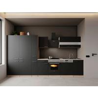 KÜCHENBLOCK Merle, Schwarz B: 370 cm - Eichefarben/Schwarz, Trend, Holzwerkstoff (370cm) - Respekta