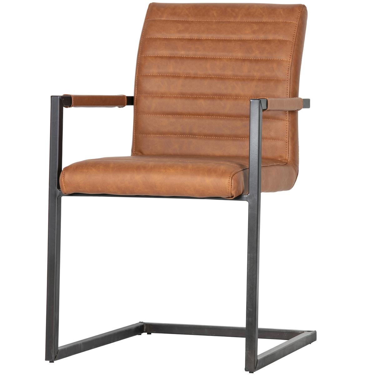 Armlehnstuhl-Set Bas Cognac B: 54cm - Cognac, MODERN, Textil/Metall (54/87/62cm) - Livetastic