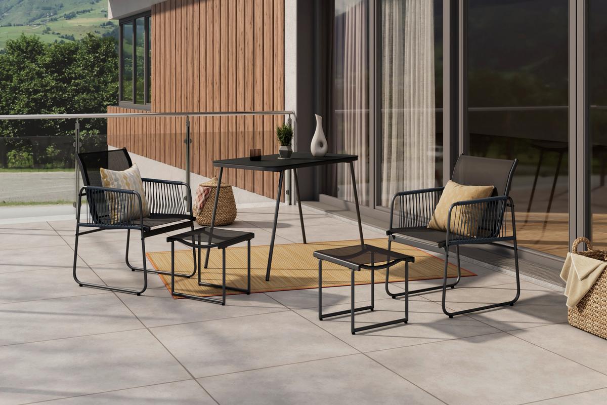 Balkonset Cardiff - Dunkelgrau/Grau, MODERN, Glas/Kunststoff - Beldano