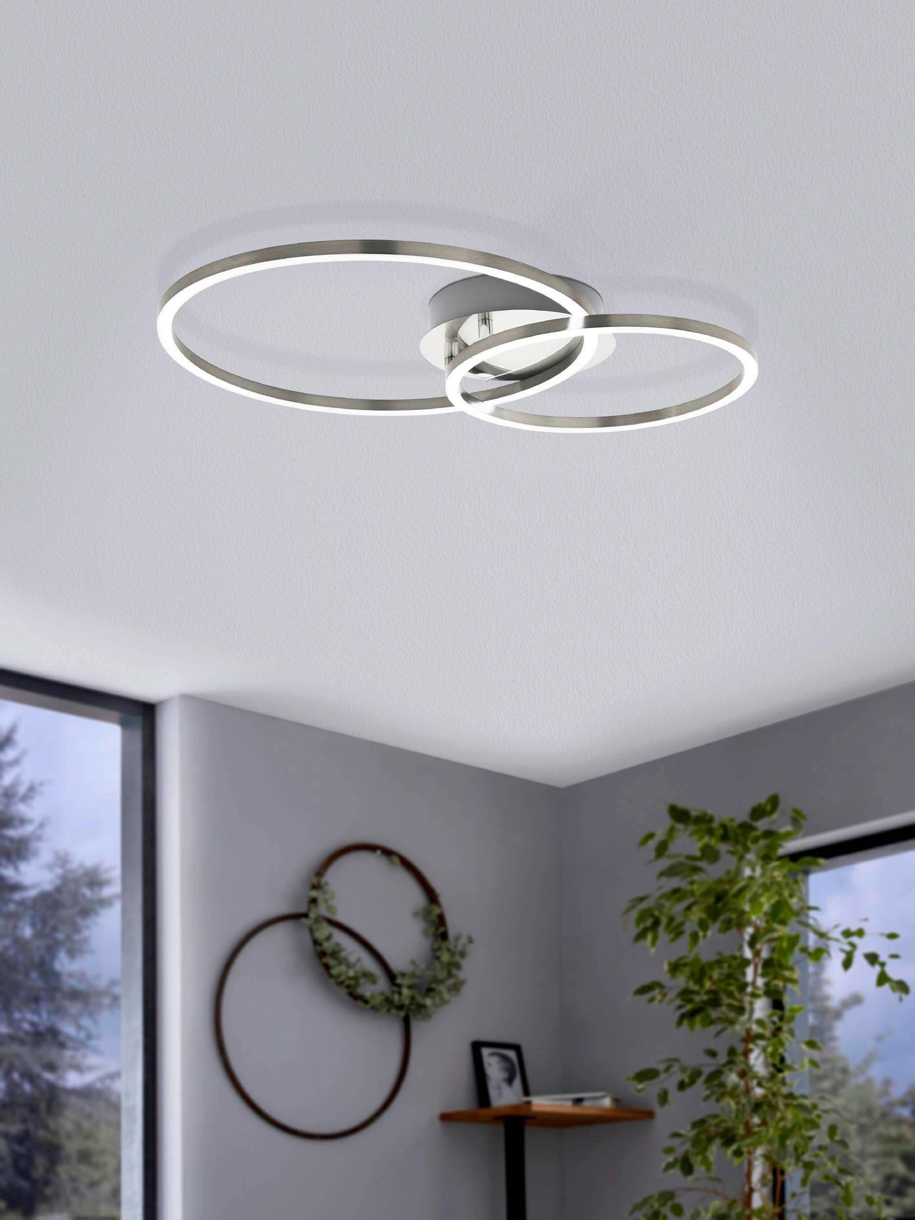 Deckenleuchte 75555 Palmaves Ø 45 cm - Weiß/Nickelfarben, Basics, Kunststoff/Metall (45/30/12cm) - Eglo