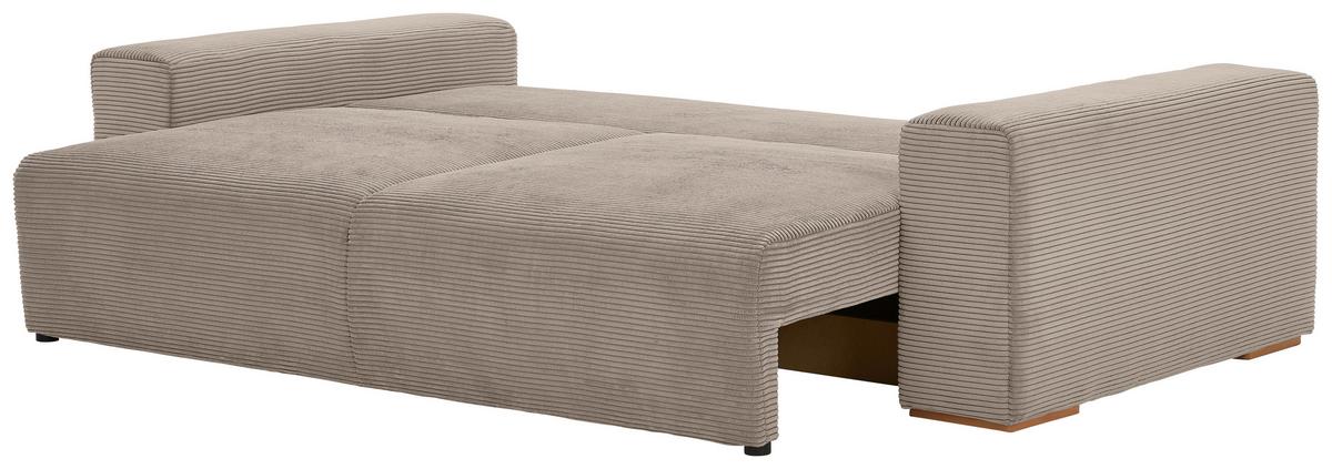 Schlafsofa Vouge Taupe Bettkasten, B: 255 Cm - Taupe/Buchefarben, KONVENTIONELL, Textil (255/86/123cm) - Livetastic