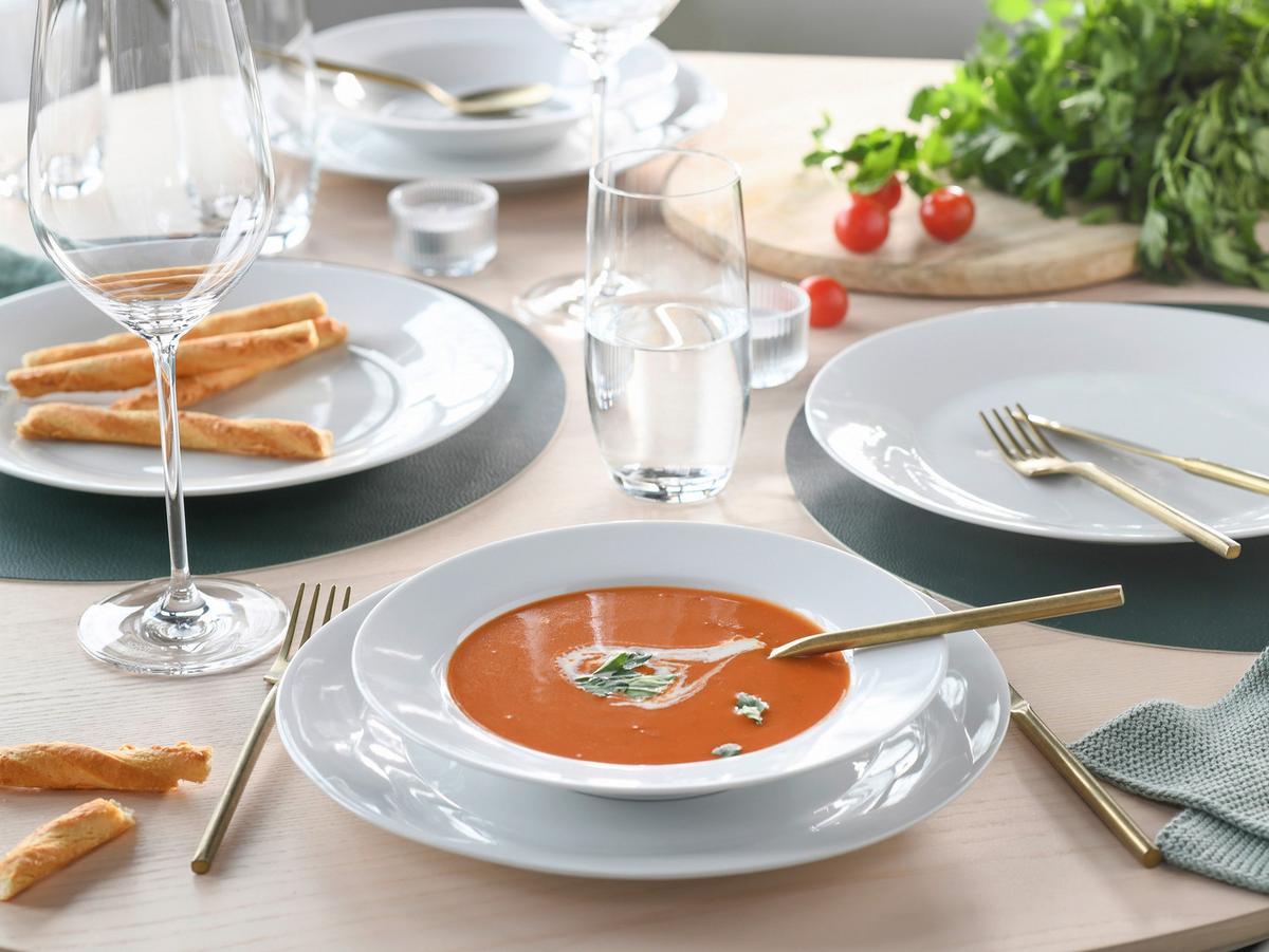 Tafelservice Porzellan, Weiß, 12-Teilig - Weiß, Basics, Keramik - Creatable