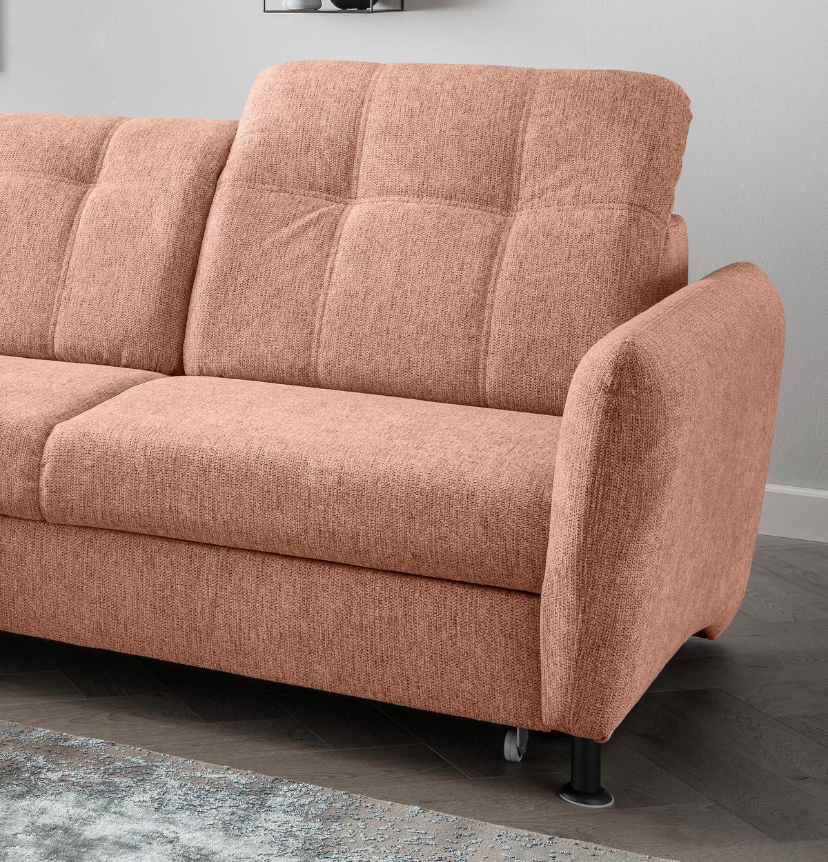 Ecksofa Minori Chenille Koralle, S: 184x267 cm - Koralle/Schwarz, MODERN, Textil (184/267cm) - Livetastic