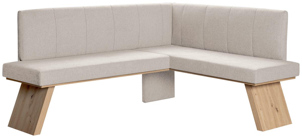 Eckbank Emma II Webstoff beige, B: 150 cm - Eichefarben/Beige, KONVENTIONELL, Holzwerkstoff/Textil (150/185cm)