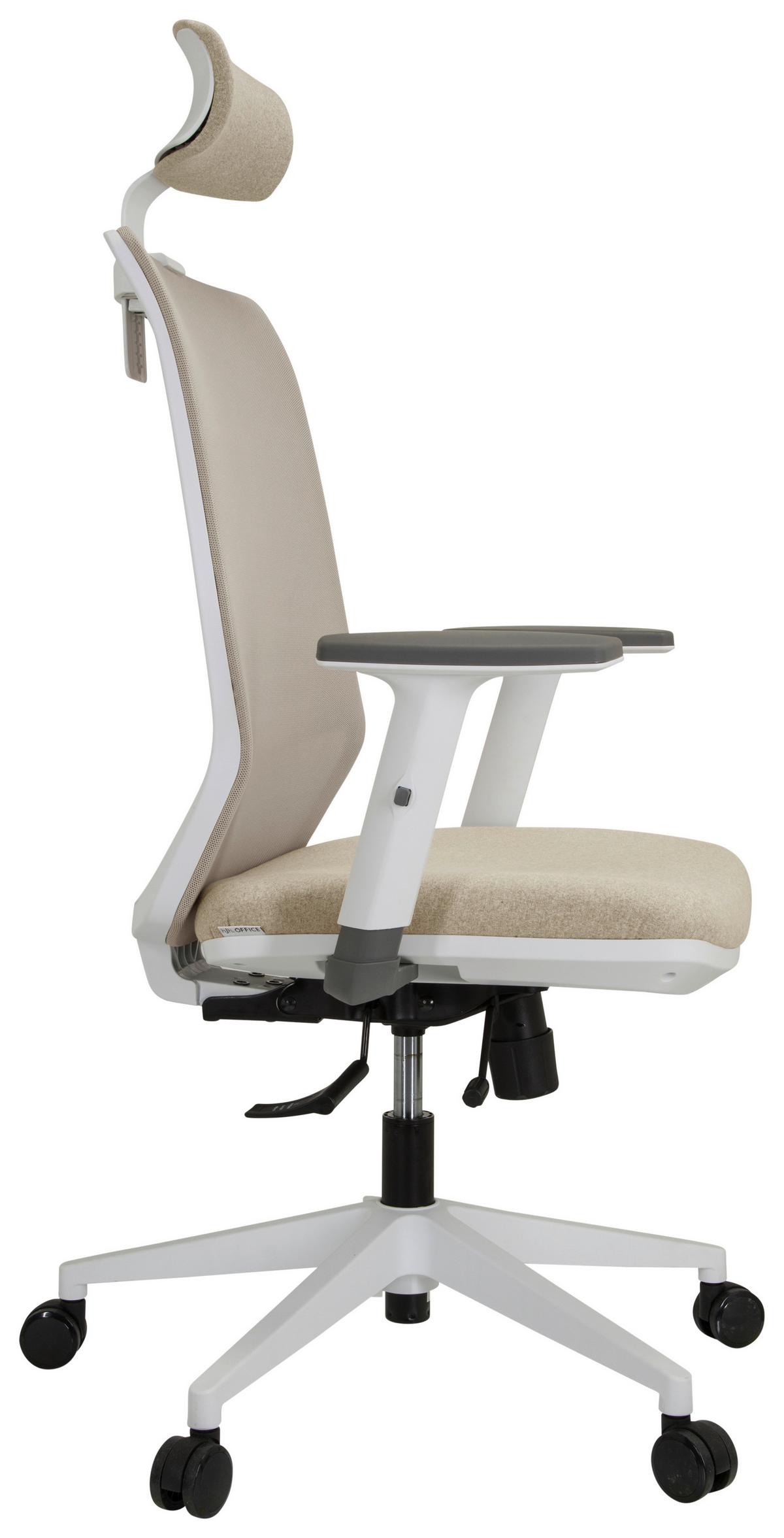 Bürostuhl Profondp Pro Weiß/Beige Bis 120 Kg - Beige/Weiß, Basics, Kunststoff/Textil (70/117/62cm) - MID.YOU