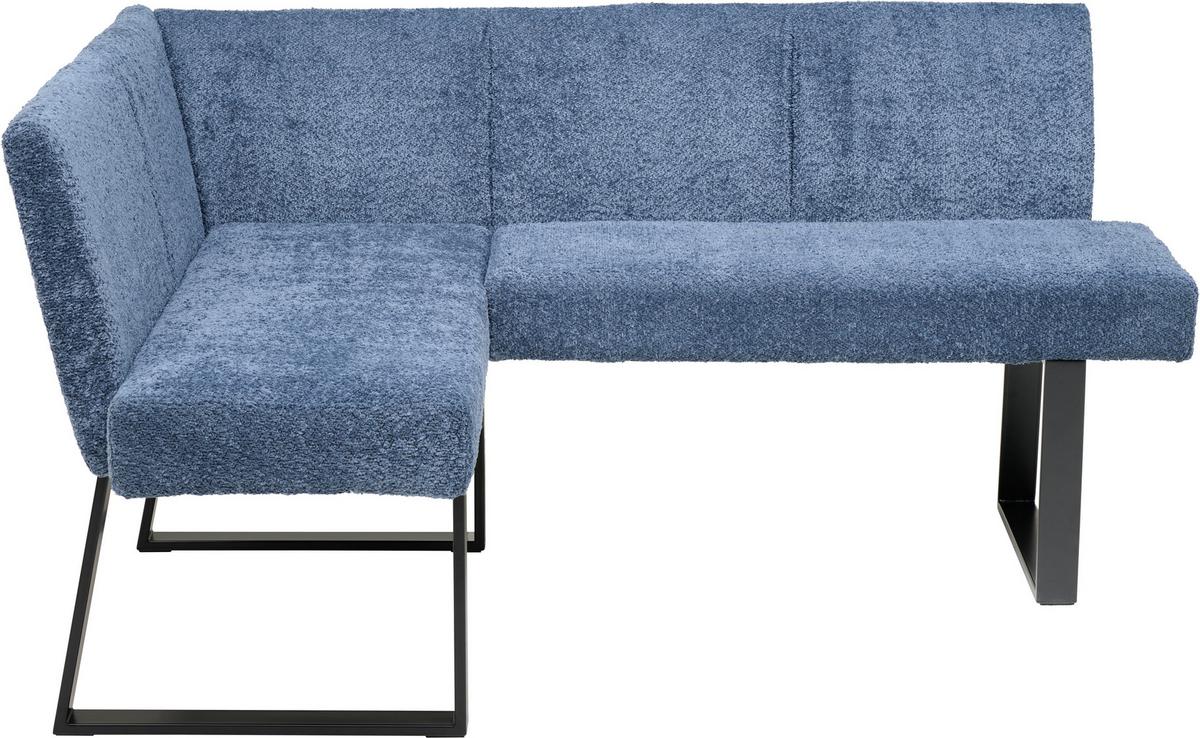 Eckbank Terri Dunkelblau, S: 132x163 cm - Schwarz/Dunkelblau, KONVENTIONELL, Textil/Metall (130/160cm) - MID.YOU