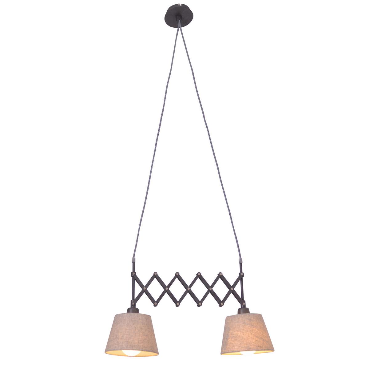Hängeleuchte Adrienne H: 135cm 2-Flammig, Ausziehbar - Braun/Naturfarben, KONVENTIONELL, Kunststoff/Textil (70/135cm) - Näve