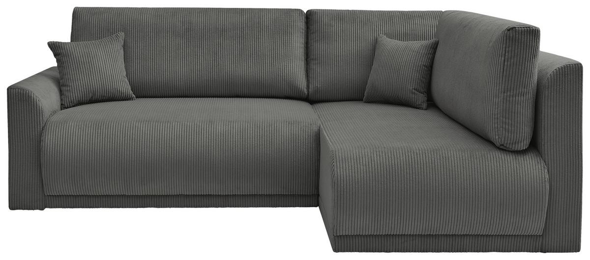 Rohová sedačka KIM L160, oboustr.,tmavě šedý manšestr - černá/tmavě šedá, Moderní, dřevo/textil (233/160cm)