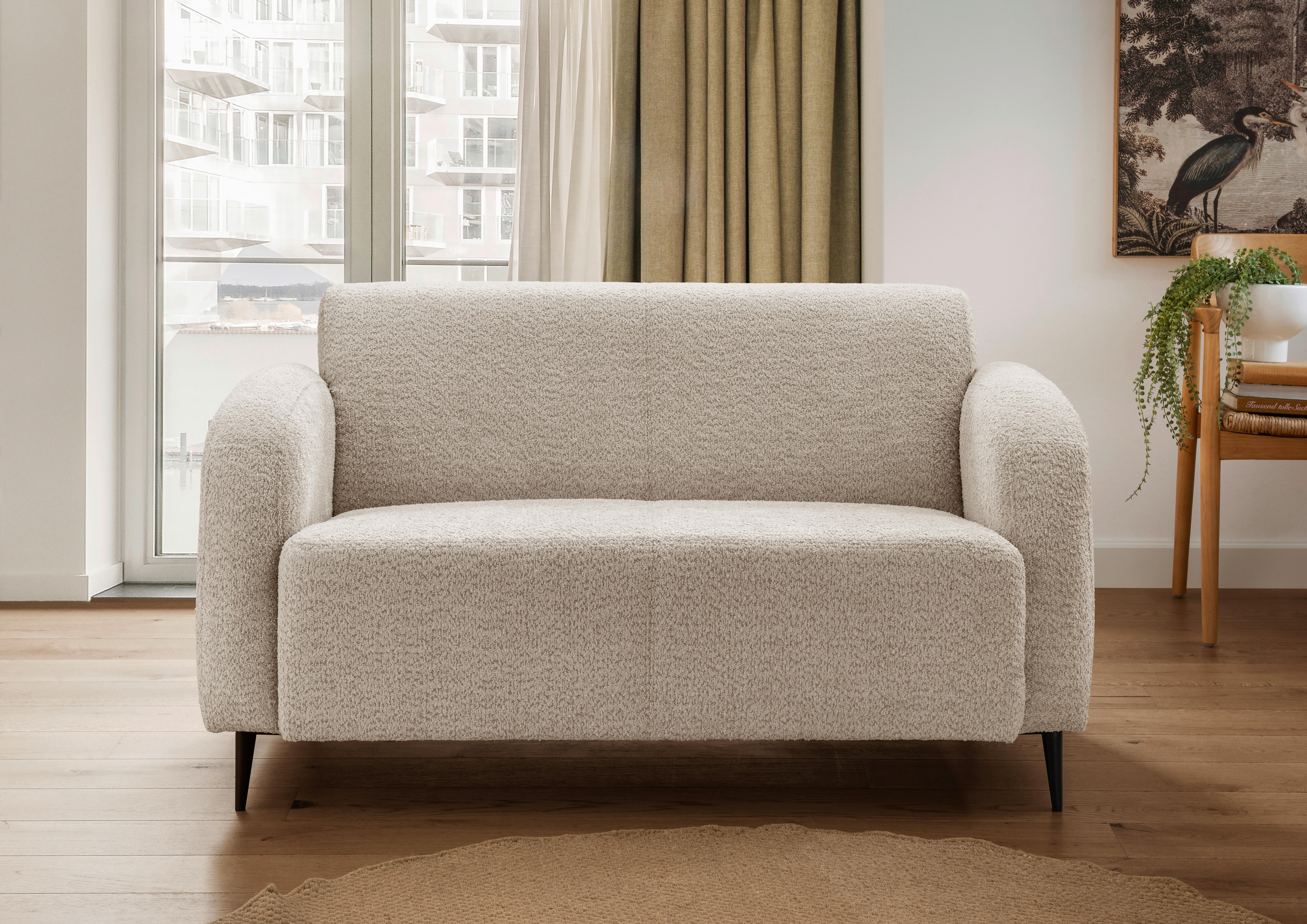 2-Sitzer-Sofa Marone Beige B: 140cm - Beige/Schwarz, MODERN, Textil (140/76/90cm) - Livetastic