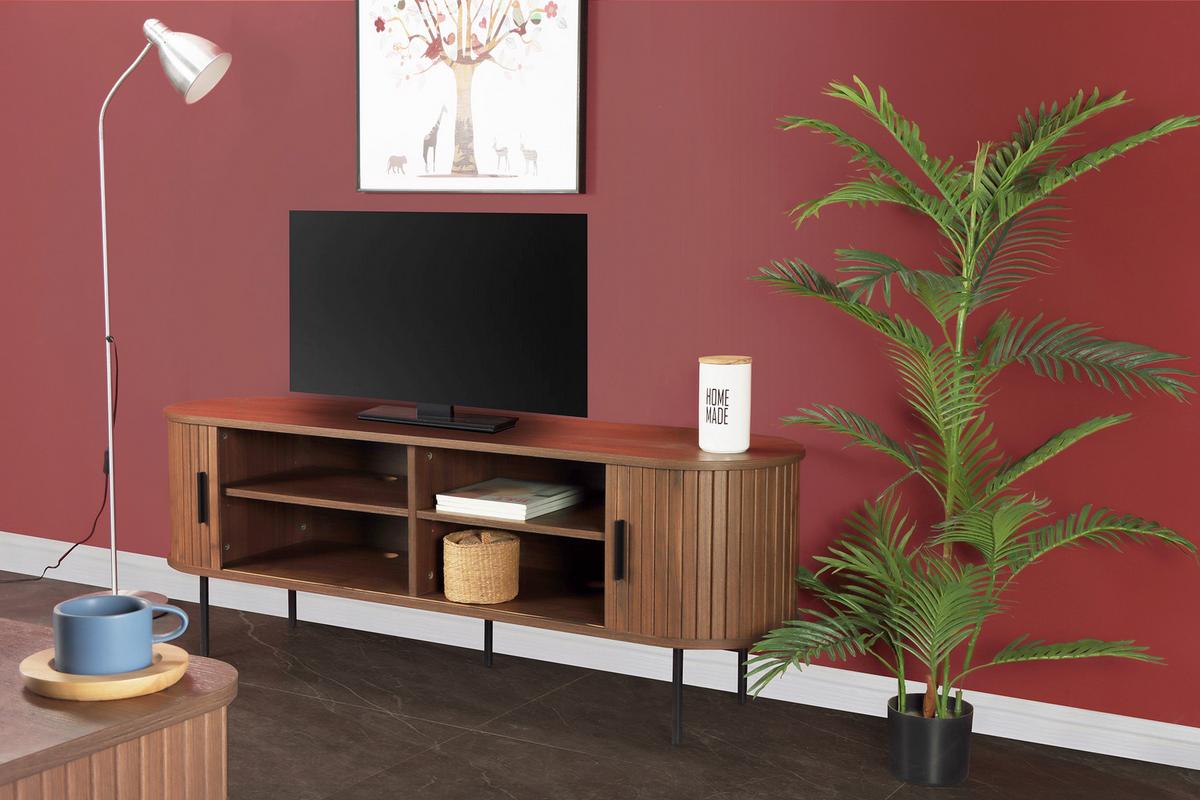 Lowboard Walnuss Dekor B: 150cm - Walnussfarben/Schwarz, Design, Holzwerkstoff (150/55/40cm) - Livetastic