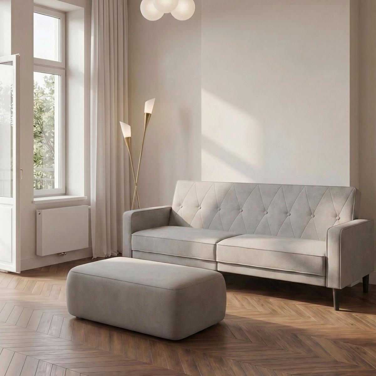 Schlafsofa Aarhus Hellgrau, mit Schlaffunktion - Hellgrau/Braun, Basics, Textil (213/81/86cm) - Livetastic