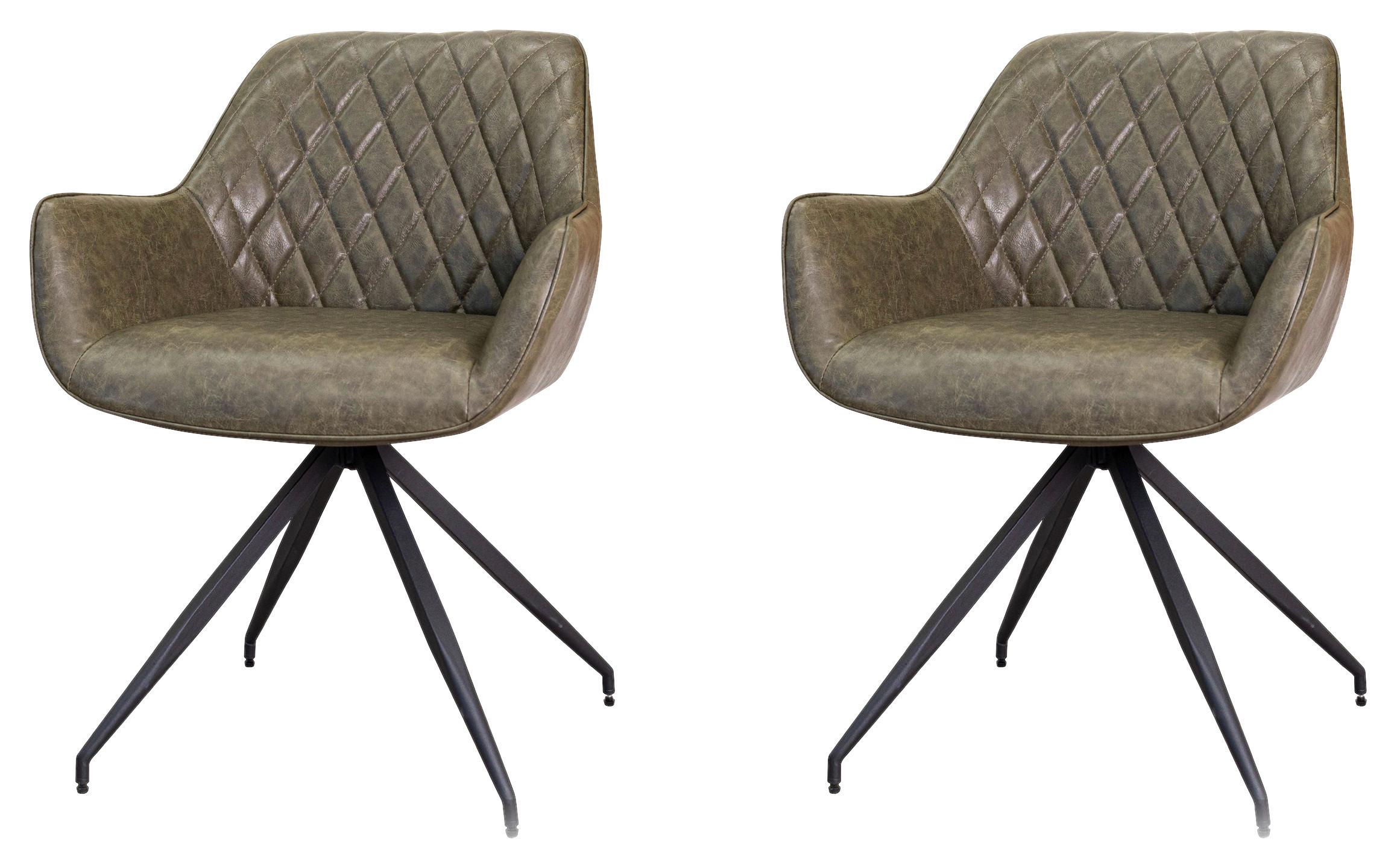 Armlehnstuhl-Set Gabi Dunklegrün - Dunkelgrün/Schwarz, KONVENTIONELL, Textil/Metall (62/82/61cm) - MID.YOU