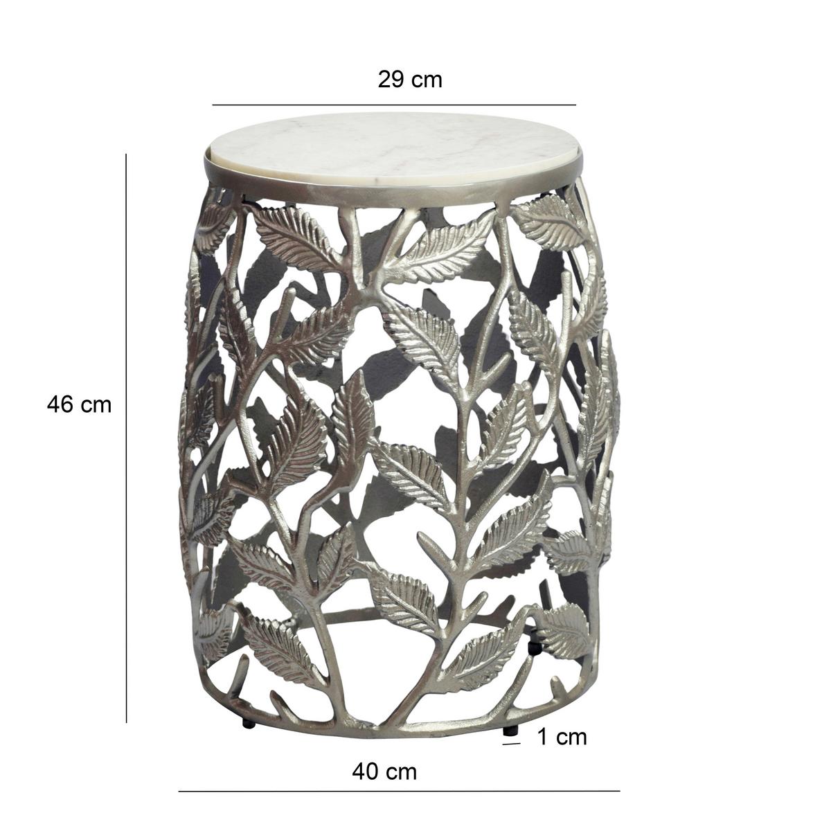 BEISTELLTISCH Silberfarben/Weiß L: 40cm - Silberfarben/Weiß, Design, Stein/Metall (40/40/46cm) - MID.YOU