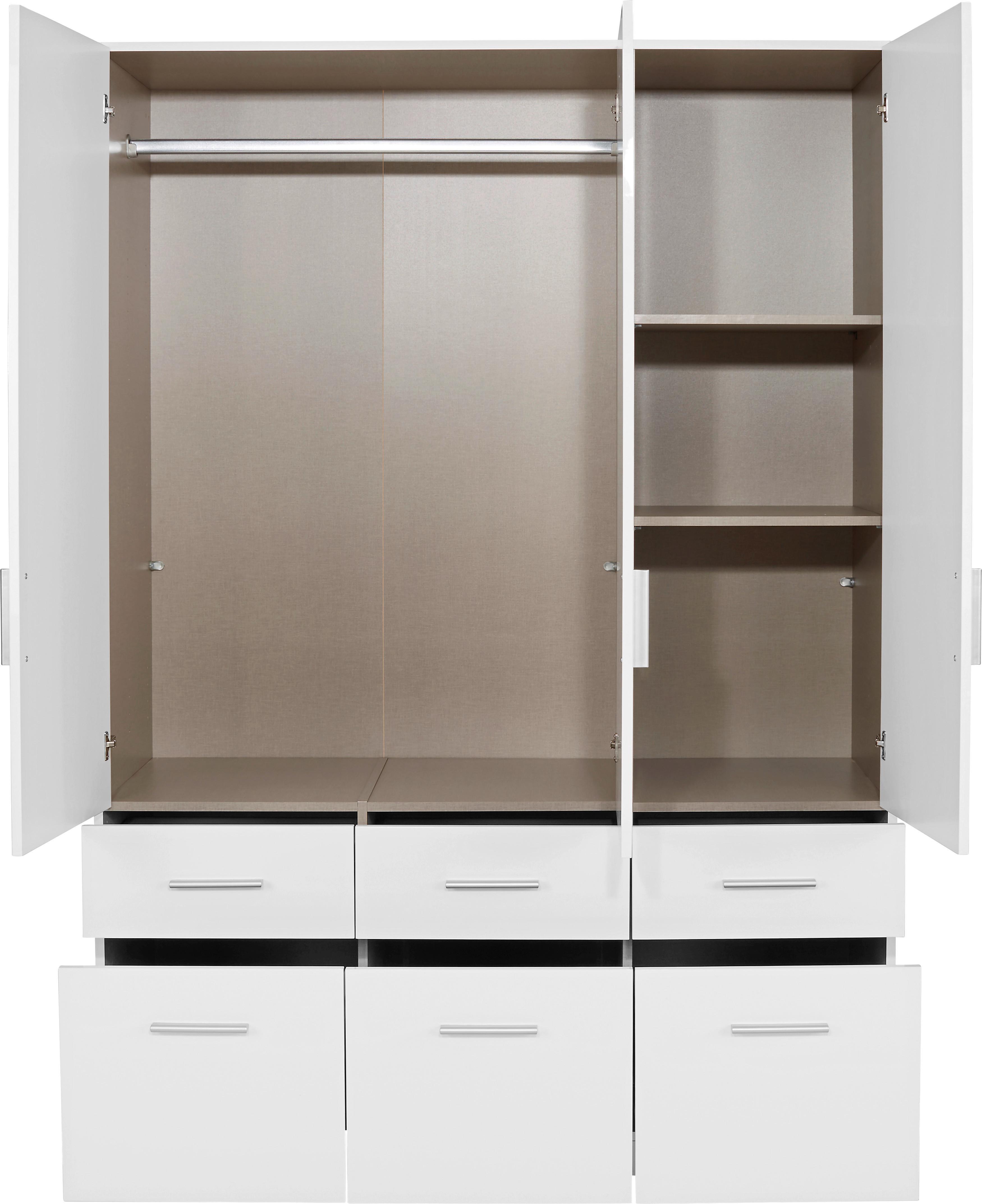 ŠATNÍKOVÁ SKRIŇA CELLE - biela/biela s vysokým leskom, Modern, drevo/plast (136/197/54cm)