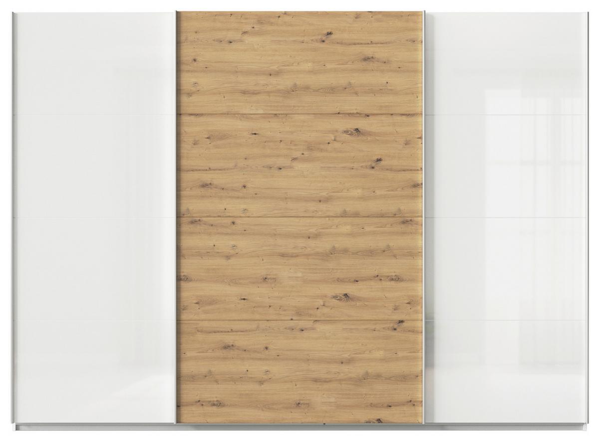 Tolóajtós Szekrény Feldkirch 315/229 Cm - Artisan tölgy/magasfényű fehér, Modern, faalapú anyag (315/229/62cm)
