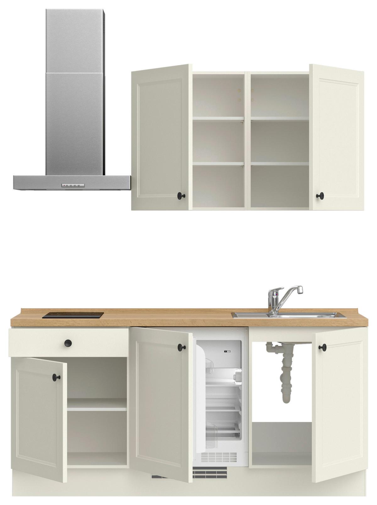 Kuchyňská linka 180 cm, bílá - bílá/barvy dubu, Moderní, kov/kompozitní dřevo (180cm) - Nobilia