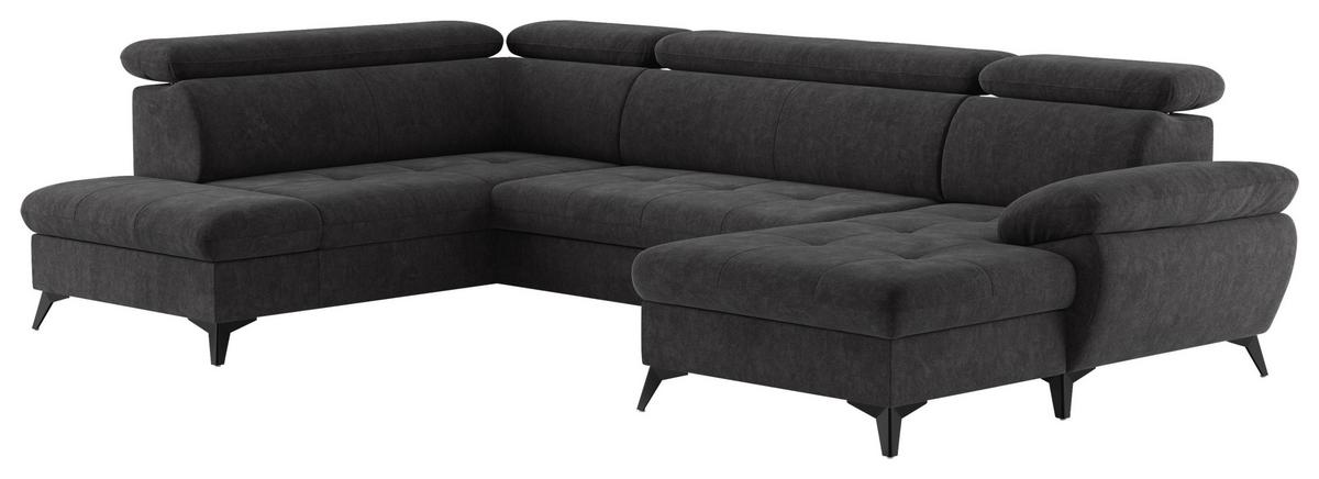 Wohnlandschaft Hudson Mit Schlaffunktion Dunkelgrau - Schlammfarben/Dunkelgrau, Textil (207/324/166cm) - MID.YOU