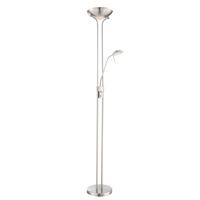 Led-stehlampe Leonas Dimmbar Nickelfarben Mit Leselampe - Basics, Glas/Metall (25,5/180cm) - Globo