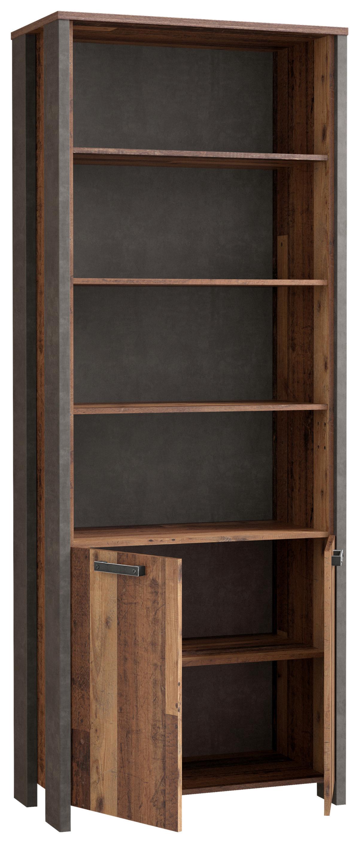 Aktenschrank Cliff Braun/dunkelgrau B 86 Cm - Dunkelgrau/Braun, KONVENTIONELL, Holzwerkstoff/Kunststoff (86/221/42cm) - MID.YOU
