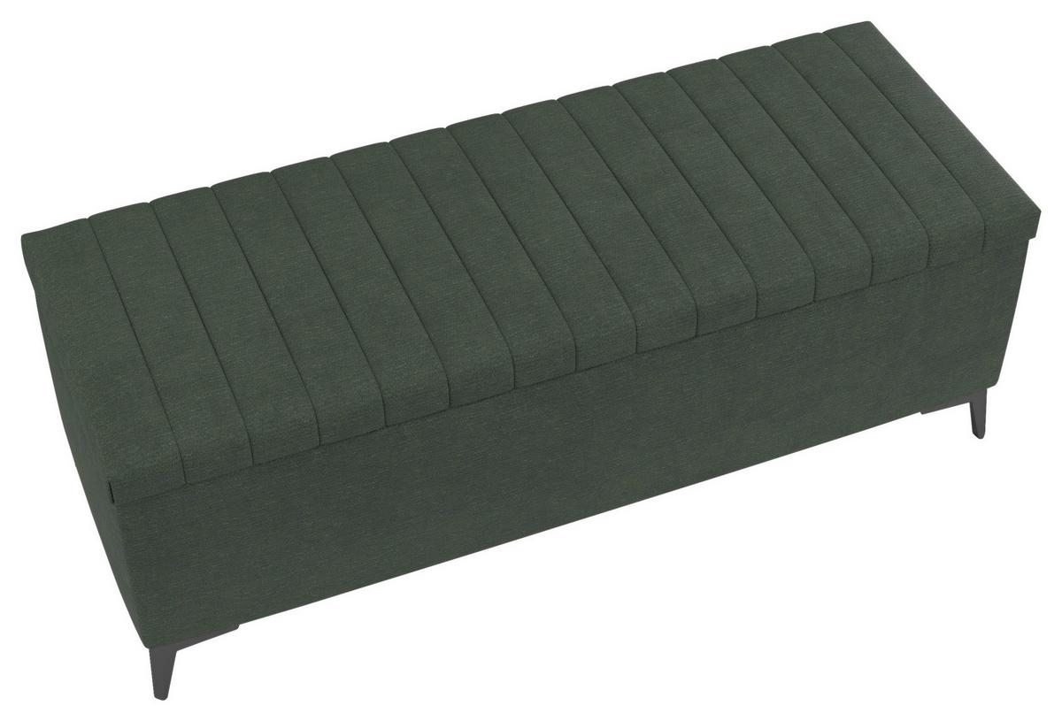 Lavica k posteli SANTI tmavozelená - čierna/tmavozelená, Modern, kov/kompozitné drevo (144/56/54cm)
