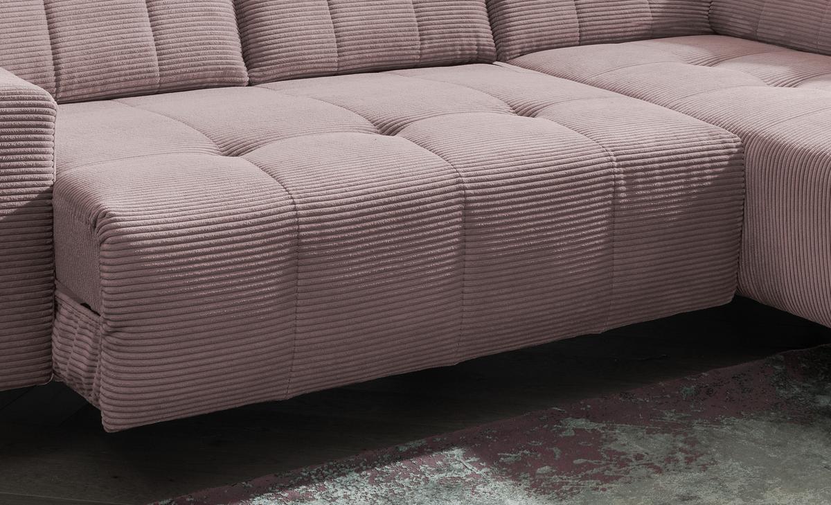 Ecksofa Mit Usb Anschluss Sano, Rosa, S: 261x200 Cm - Schwarz/Rosa, MODERN, Textil (261/200cm) - Livetastic