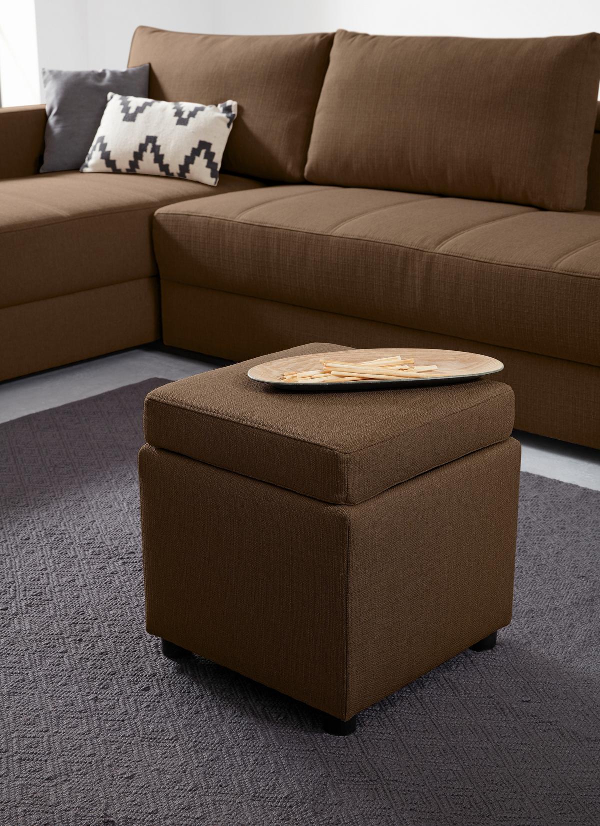 Hocker Looks IIi - Dunkelbraun/Schwarz, Design, Textil (45/47/45cm) - LOOKS by W.Joop