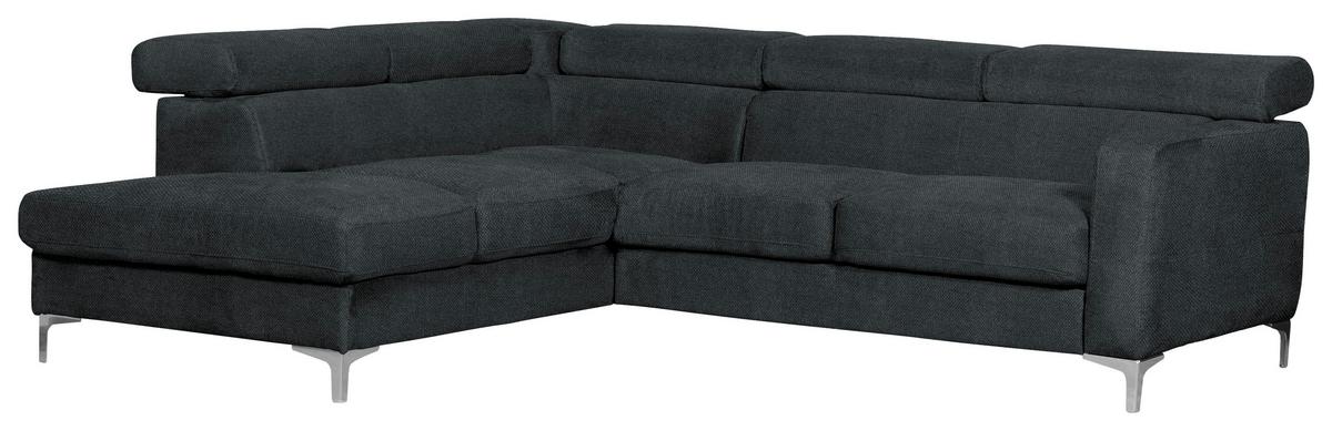 Ecksofa Sammy Schwarz - Chromfarben/Schwarz, Design, Textil (207/242cm) - Livetastic