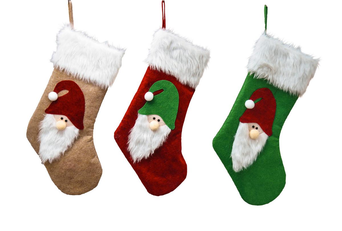 Weihnachtsstrumpf Nico - Beige/Rot, KONVENTIONELL, Textil (22/47cm) - Luca Bessoni