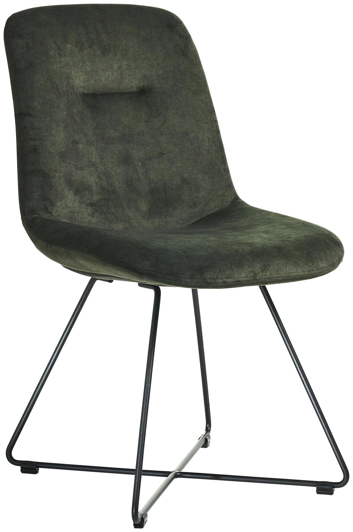 STOLIČKA CROSS-CH - čierna/lesná zelená, Basics, kov/textil (51/89/61cm) - Celina Home