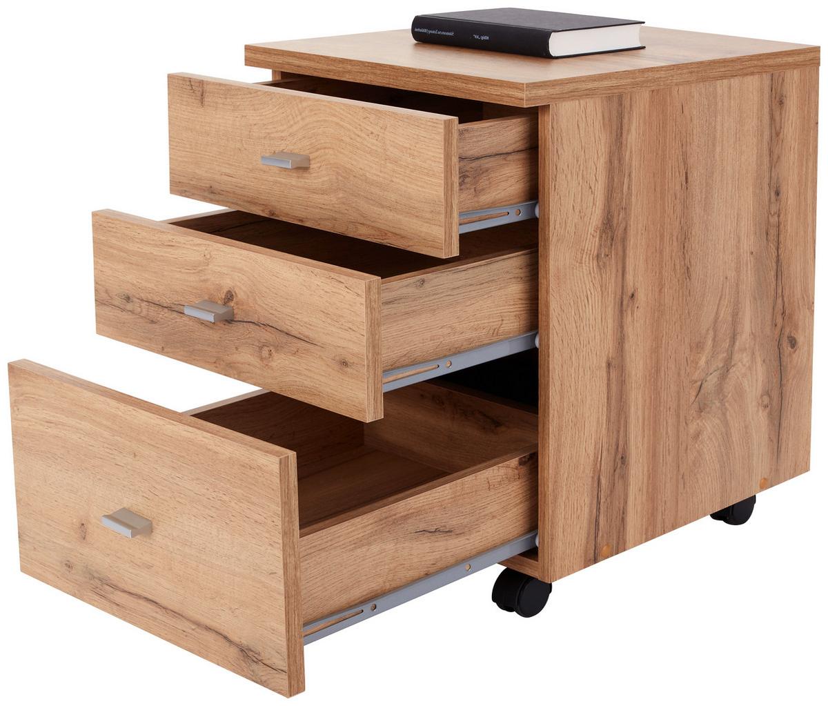 Görgős Konténer 4-You New - tölgyfa színű, Modern, fa (43/53/40cm)