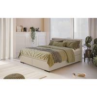Boxspringbett mit Topper 180x200 cm Mammut, Creme - Creme/Schwarz, KONVENTIONELL, Holzwerkstoff/Textil (180/200cm) - MID.YOU