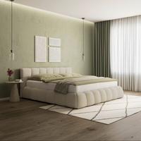Čalúnená posteľ MARIJA 180x200 cm, béžová - slonovinová/prírodná farba, Modern, kov/drevo (180/200cm) - Bessagi Home