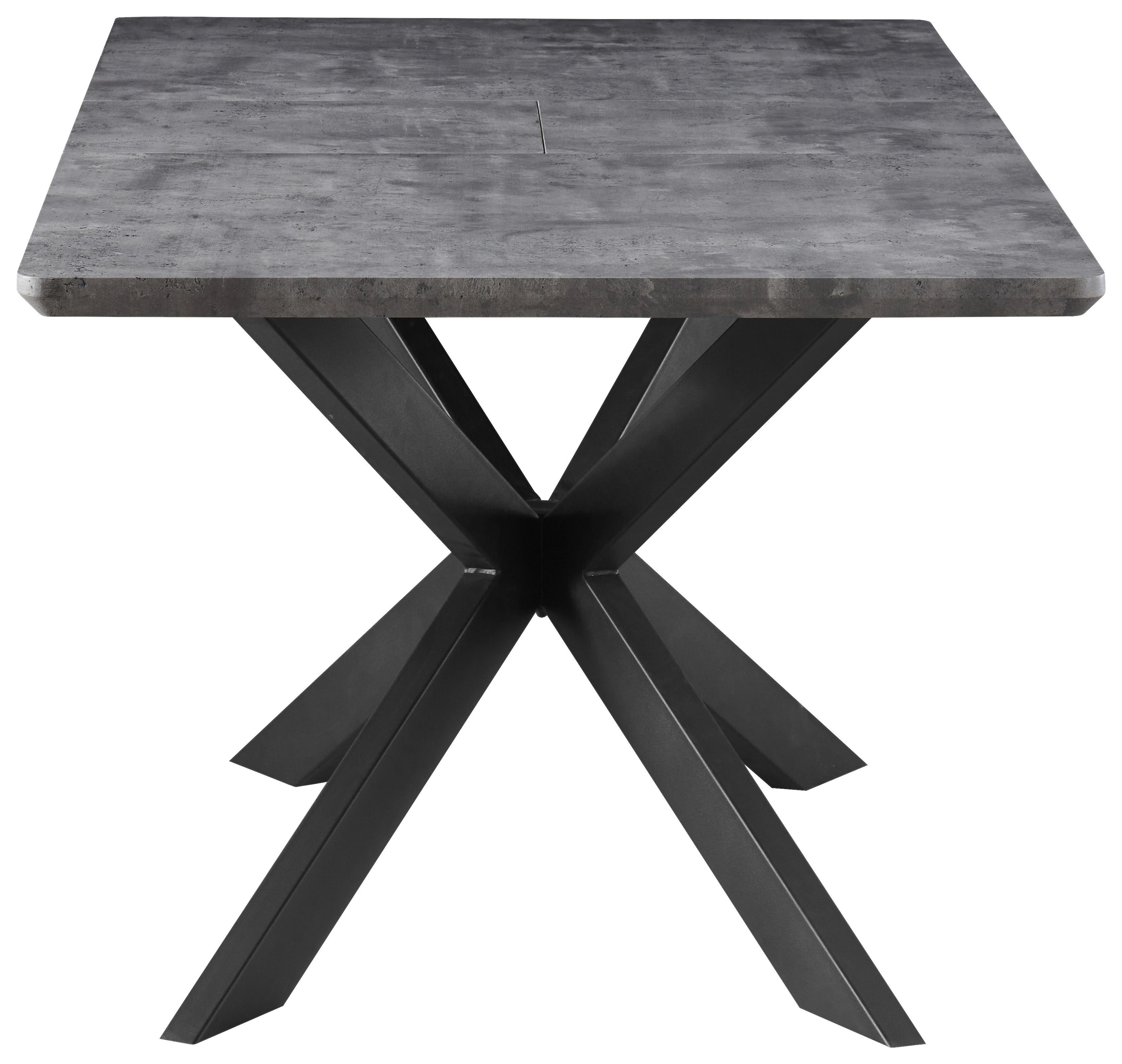 Ausziehtisch Leif 160 Az Mdf Betonoptik, B: 160-200 cm - Schwarz/Grau, KONVENTIONELL, Holzwerkstoff/Metall (160-200/76/90cm) - MID.YOU