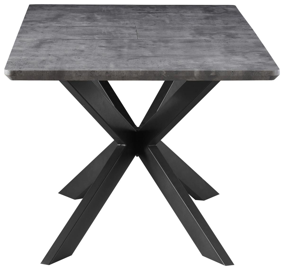 Ausziehtisch Leif 160 Az Mdf Betonoptik, B: 160-200 cm - Schwarz/Grau, KONVENTIONELL, Holzwerkstoff/Metall (160-200/76/90cm) - MID.YOU
