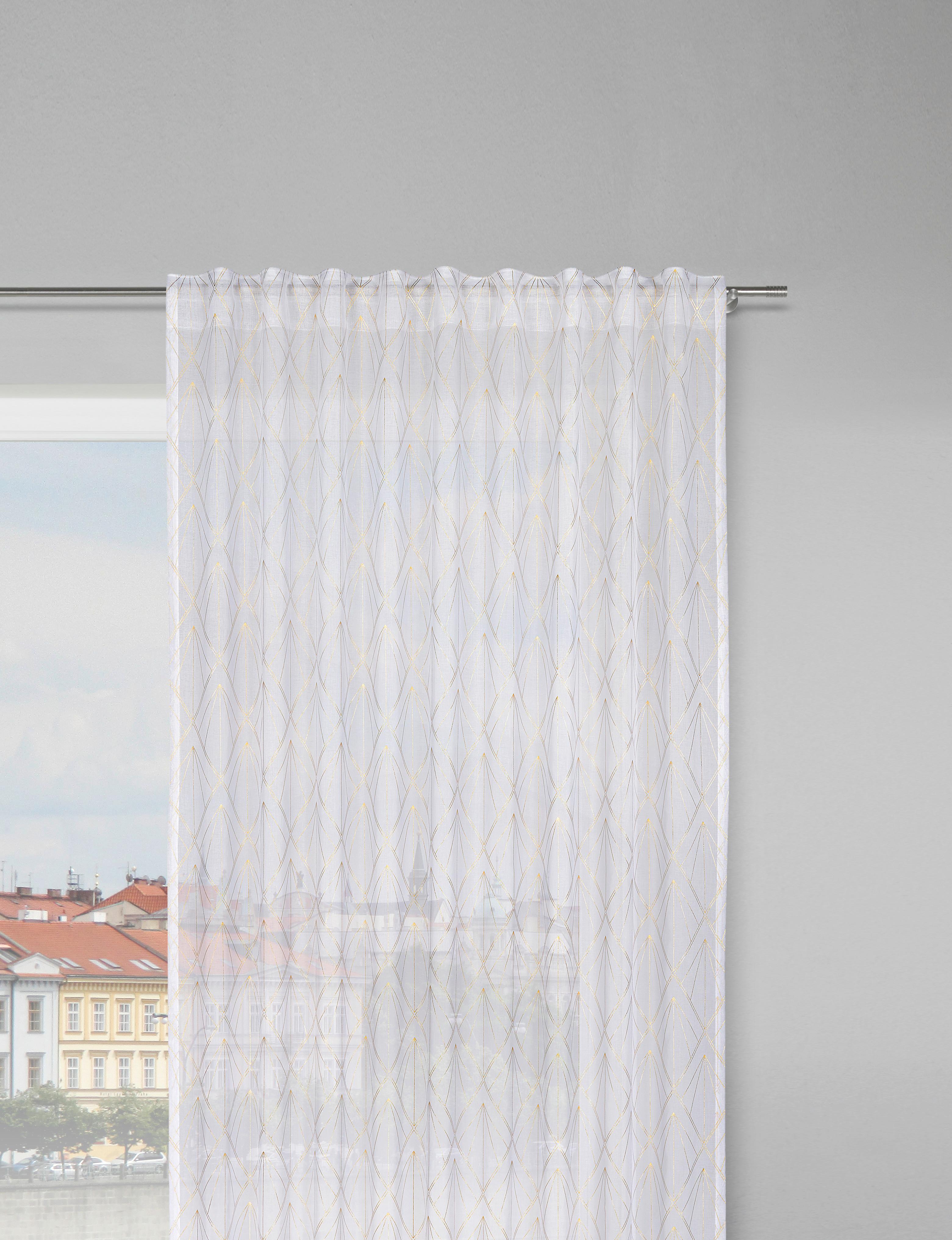 Hotový Záves Esther, 135/245cm - biela/zlatá, Romantický / Vidiecky, textil (135/245cm) - Modern Living