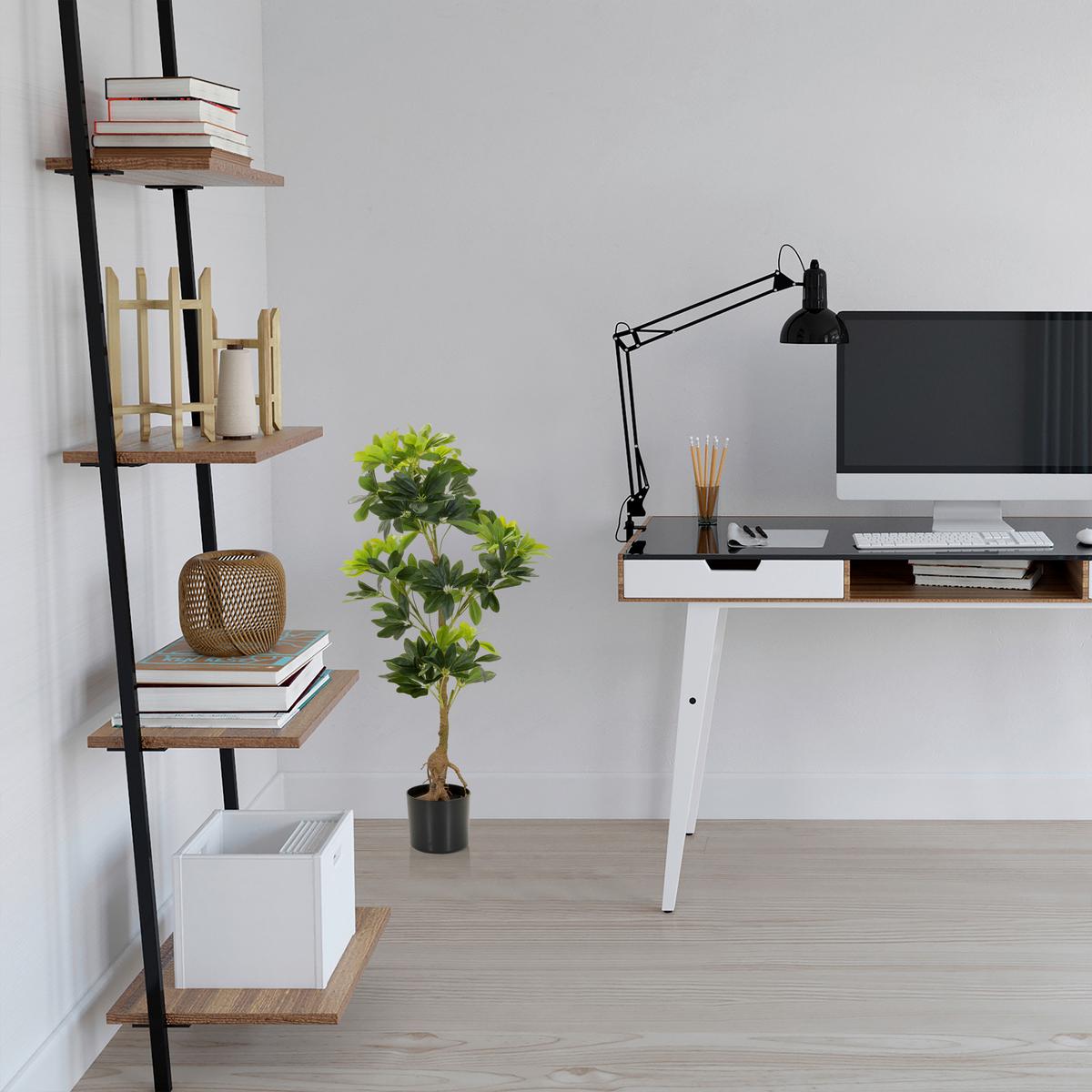 Kunstpflanze Schefflera - Schwarz/Braun, Basics, Kunststoff/Textil (38/100/30cm) - MID.YOU