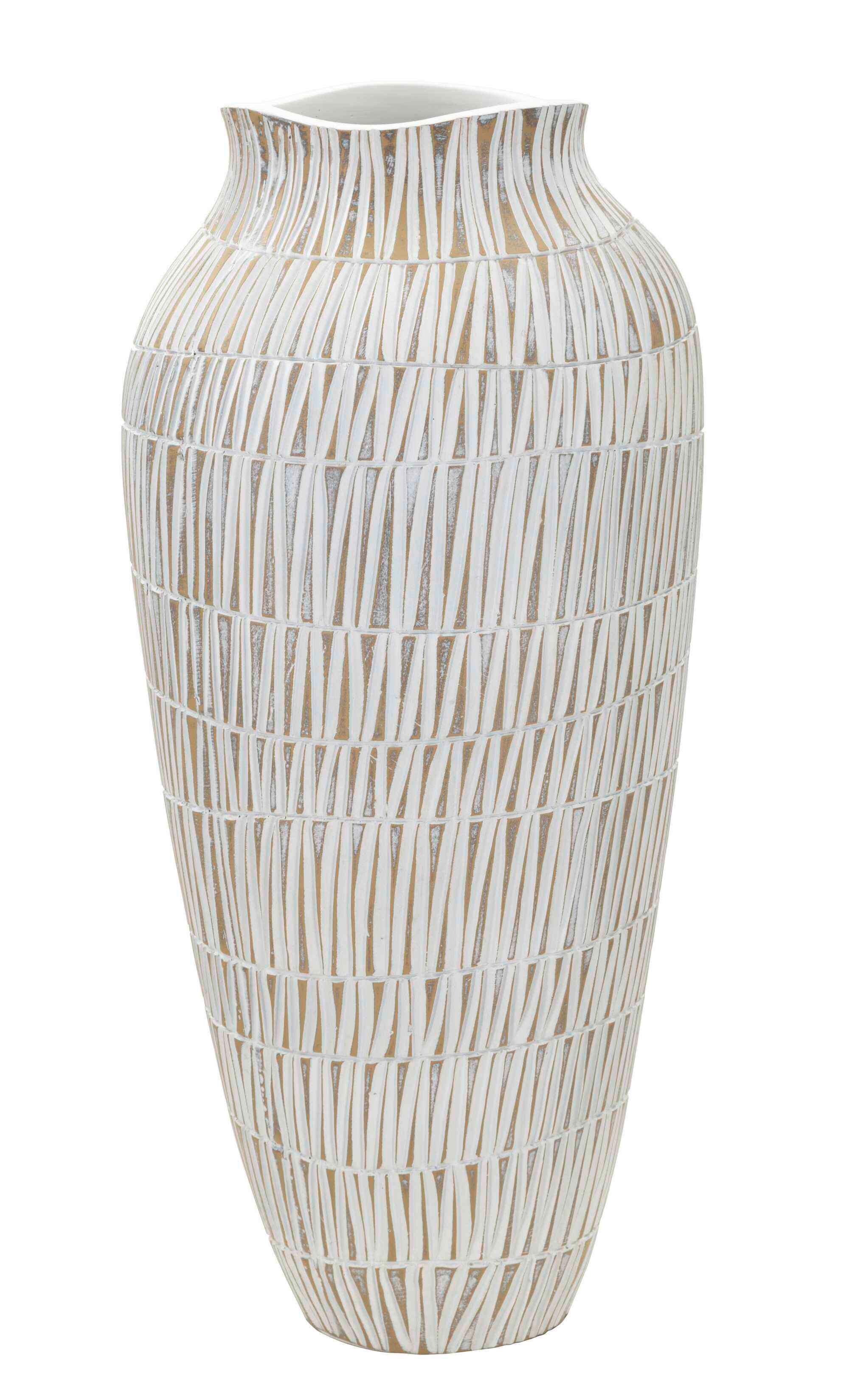 Vase Stiky Weiß, Goldfarben B: 23 Cm - Goldfarben/Weiß, Basics, Kunststoff (23/50/23 cm)