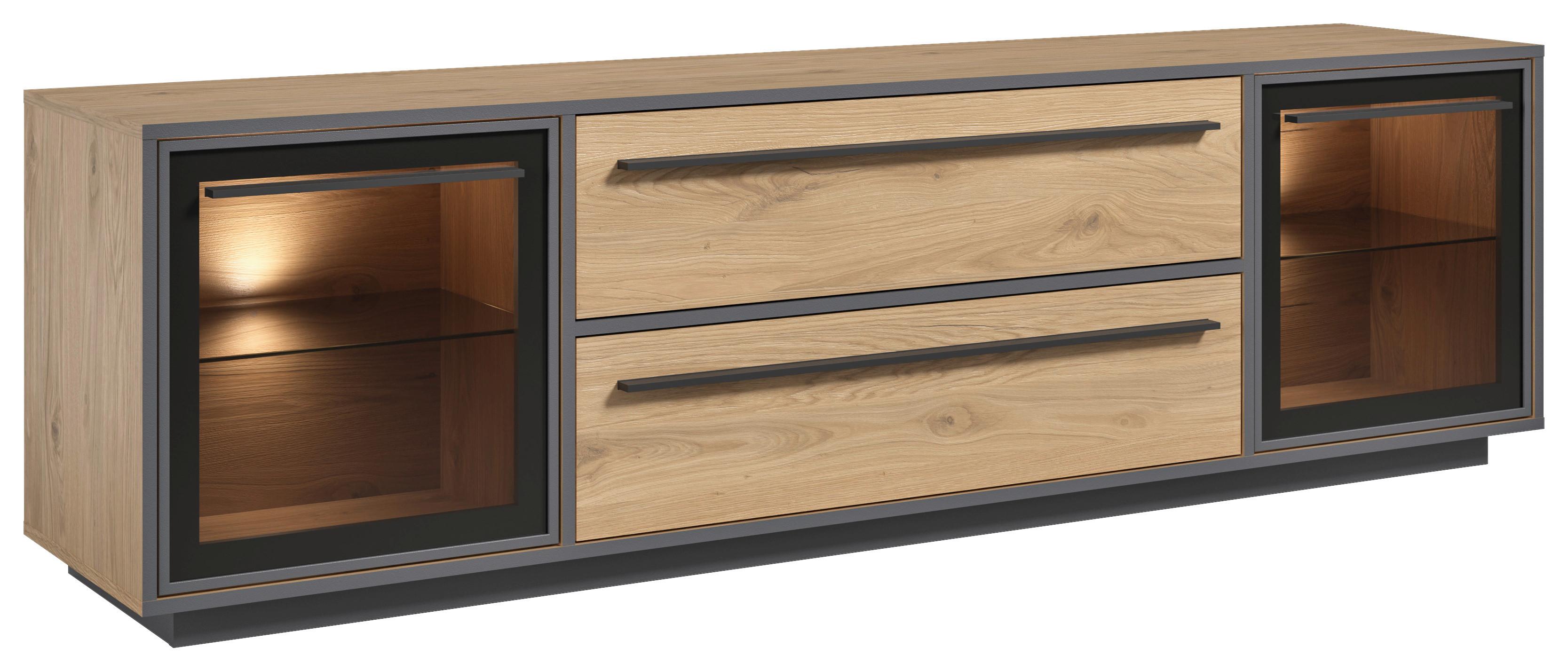 TV-Lowboard Nadiro B: 187 cm Wildeiche Dekor/Schwarz Matt