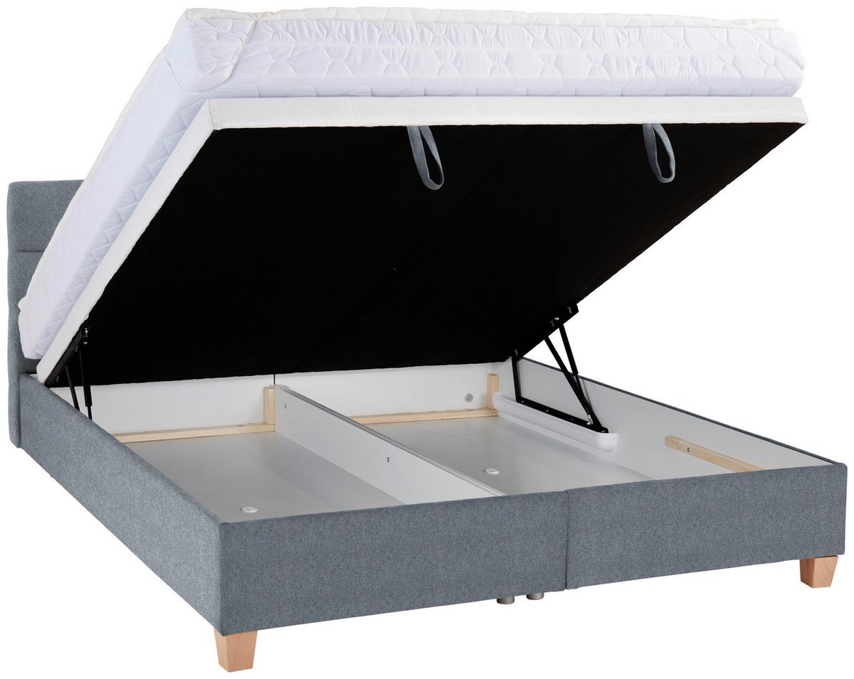 Polsterbett Mit Bettkasten 160x200 Bellagio Grau - Buchefarben/Weiß, KONVENTIONELL, Holz/Textil (160/200cm)