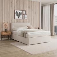 Boxspringová postel MARCO 140x200, béžová - černá/krémová, Moderní, dřevo/textil (140/200cm) - Bessagi Home