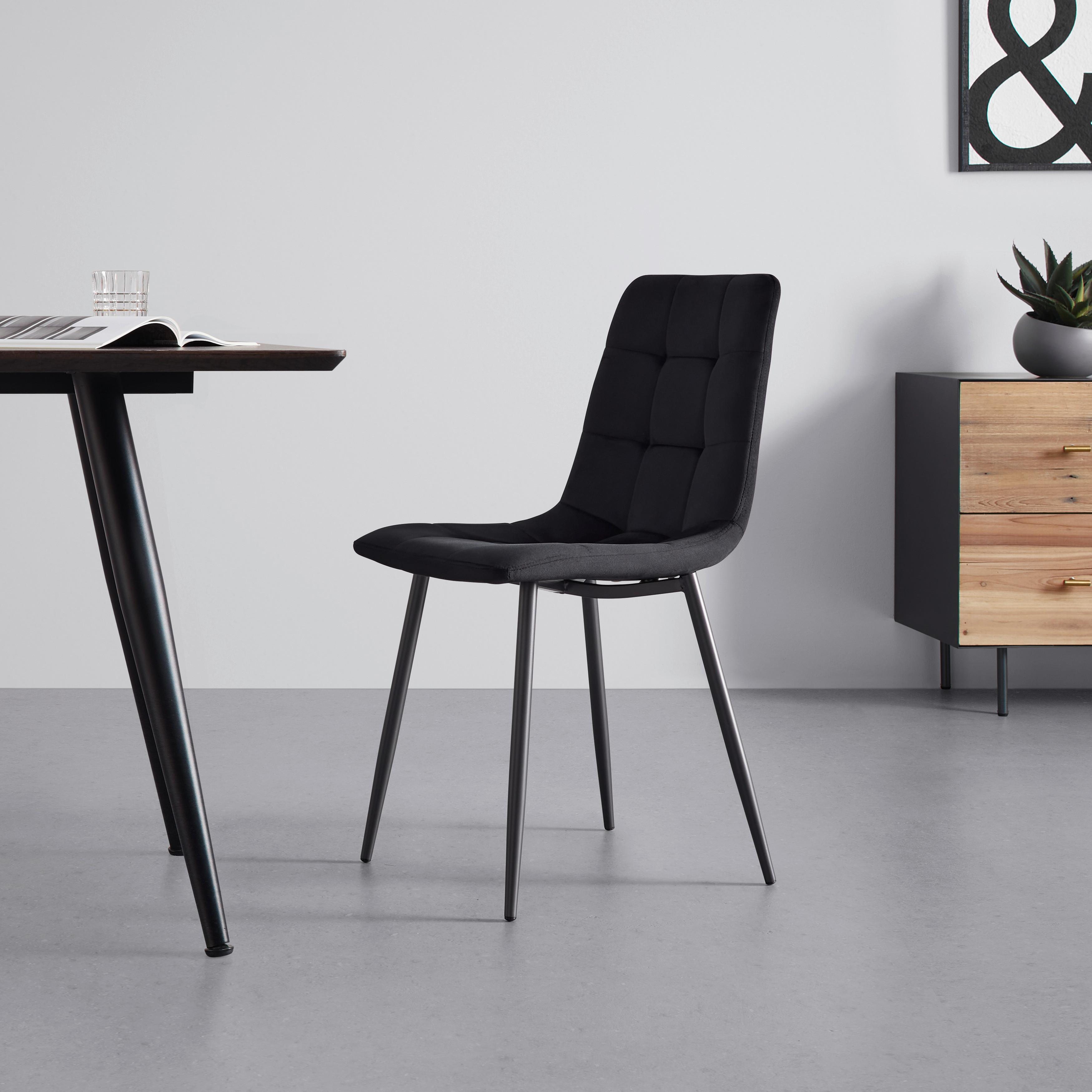 Jedálenská stolička RIA čierna - čierna, Modern, kov/drevo (43,5/87/54cm) - Bessagi Home