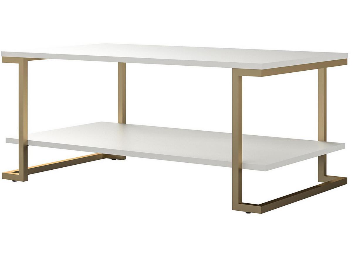 Couchtisch Camila Mit Ablagefach Weiß - Bronzefarben/Weiß, Design, Holzwerkstoff/Metall (106/46/60cm) - MID.YOU