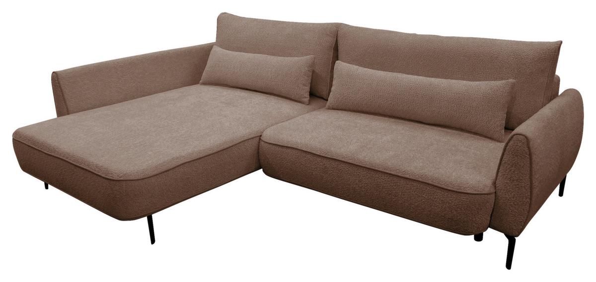 Ecksofa Abriamo Braun 204x273 cm - Creme/Schwarz, Design, Textil (204/273cm) - MID.YOU