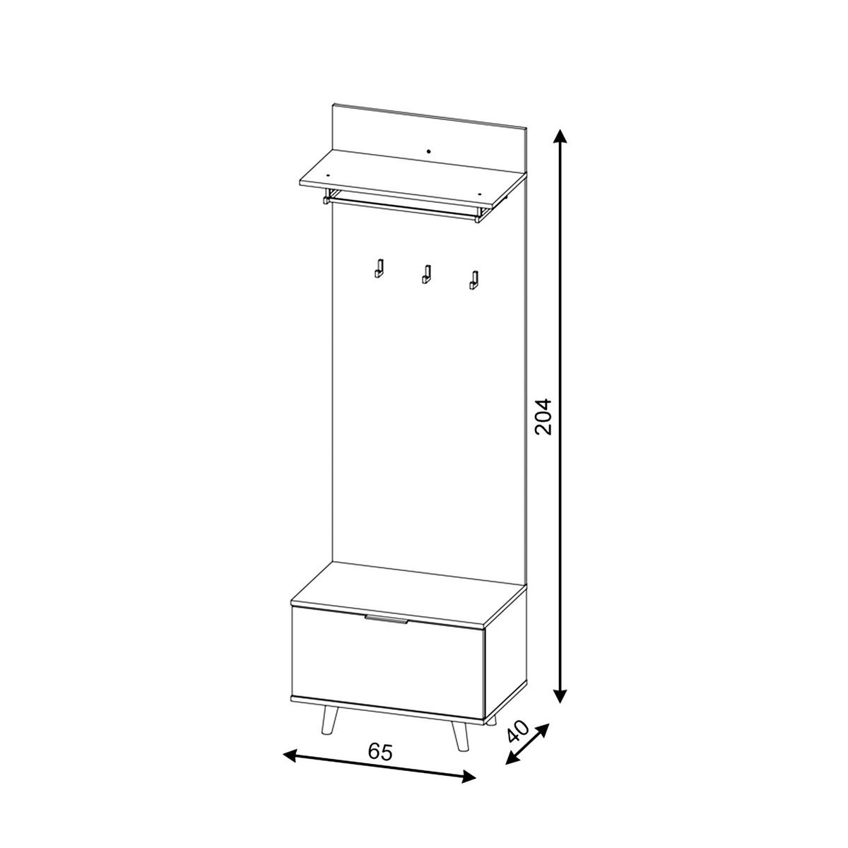 Šatna NORDIC D - bílá/barvy dubu, Design, kompozitní dřevo (65/204/40cm) - MID.YOU