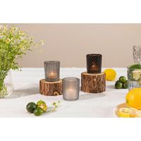 Teelichtglas Nathalie - Hellgrau/Schwarz, KONVENTIONELL, Glas (5,4/6,4cm) - Luca Bessoni