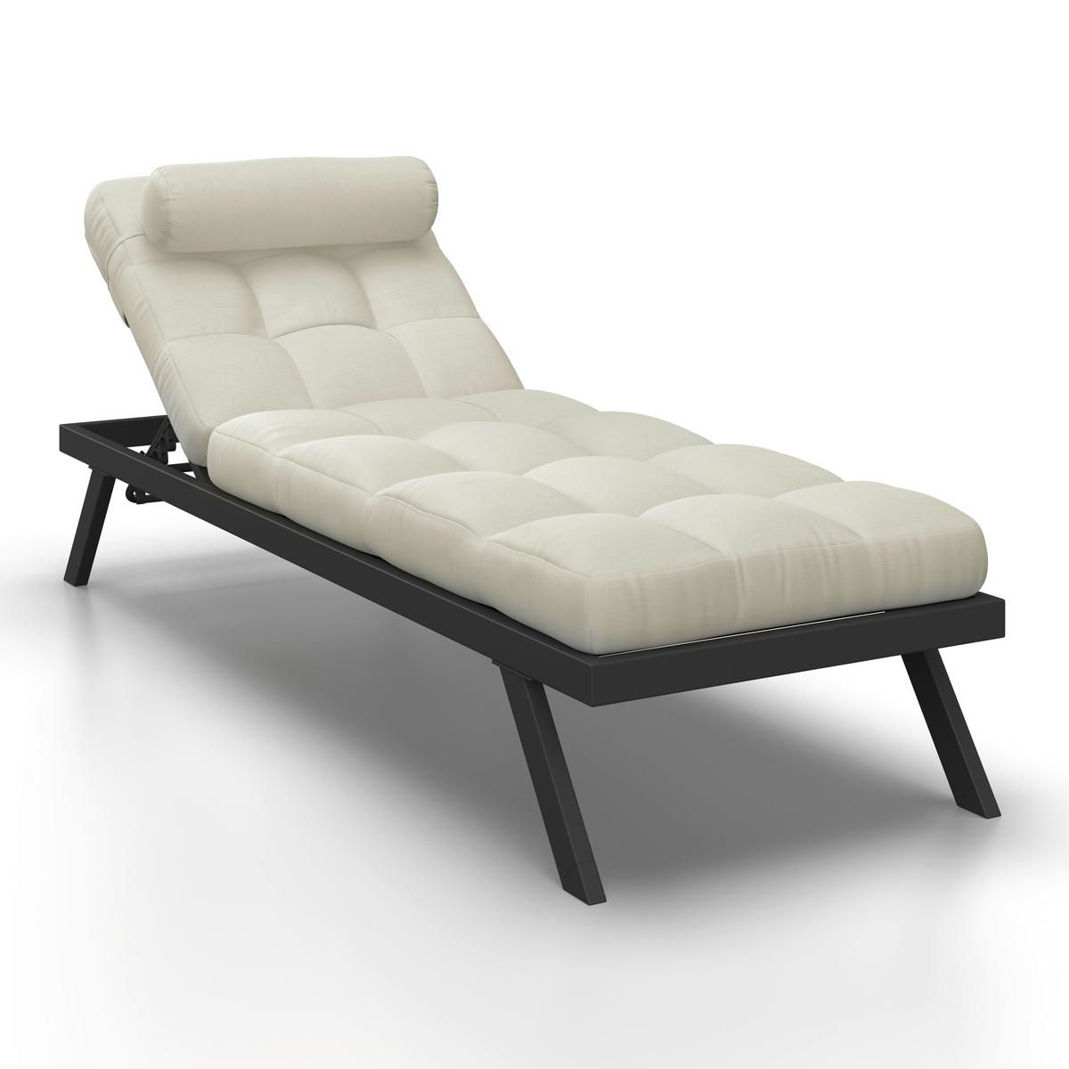 ZÁHRADNÉ LEŽADLO AVOLA - sivá/biela, Modern, kov/textil (199/31/68cm) - Bessagi Garden