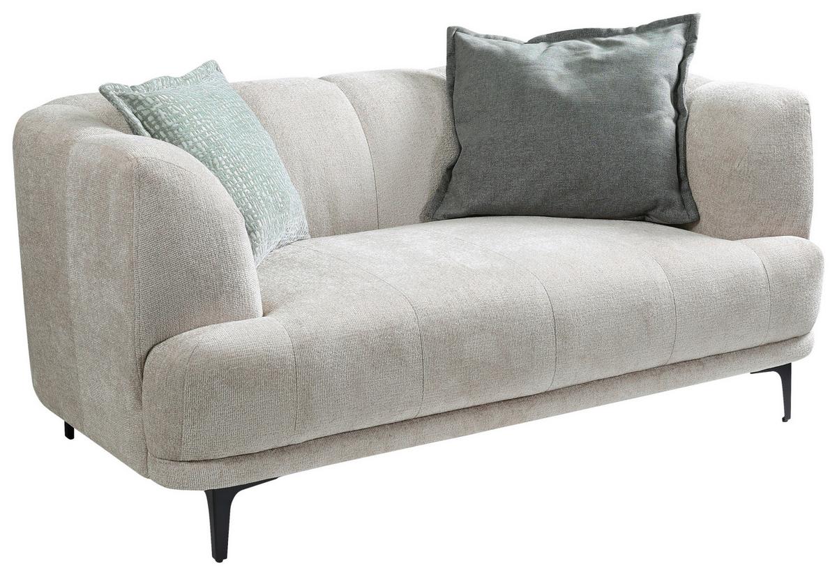2-Sitzer-Sofa Lou Creme/Schwarz, 166 cm - Creme/Schwarz, Design, Textil (166/77/106cm) - MID.YOU