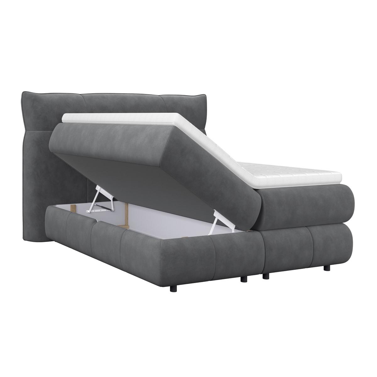 Boxspringbett Carmelo Anthrazit 140x200 cm H4 - Anthrazit/Schwarz, Trend, Textil (140/200cm)
